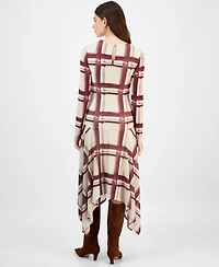 Rachel Roy Women's Jendice Mesh Plaid Print Midi Dress