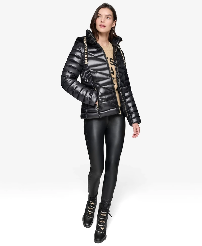 Karl Lagerfeld Paris Women's Drawstring Puffer Coat