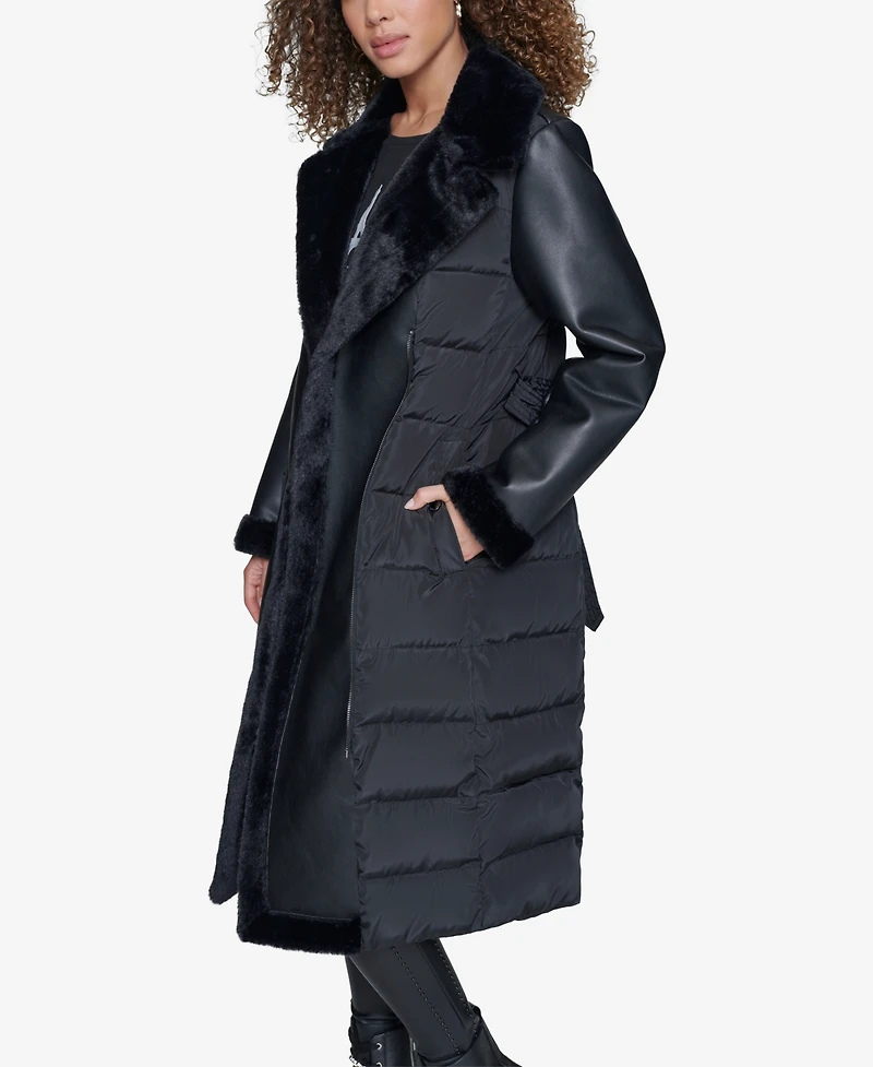 Karl Lagerfeld Paris Women's Belted Puffer Coat