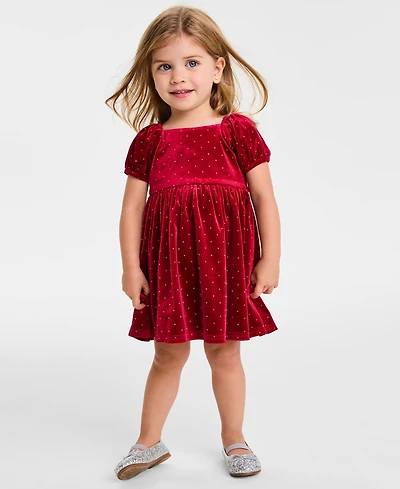 Blueberi Boulevard Baby Girls Stretch Velvet Dress