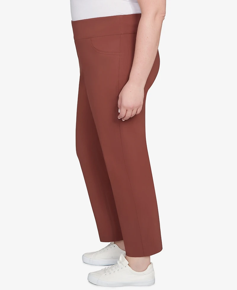 Hearts Of Palm Plus Solid Tech Stretch Ankle Length Pants