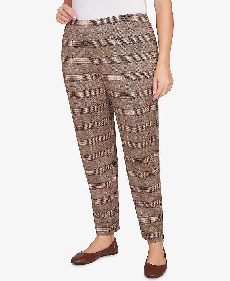 Hearts Of Palm Plus Pull On Plaid Pants