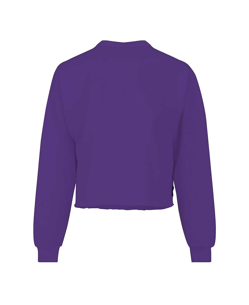 Spirit Jersey Women's Purple Lsu Tigers Slouchy Cropped Long Sleeve T-Shirt