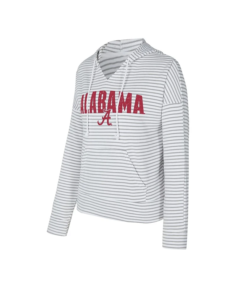 Concepts Sport Men's White/Gray Alabama Crimson Tide French Terry Striped V-Neck Pullover Hoodie