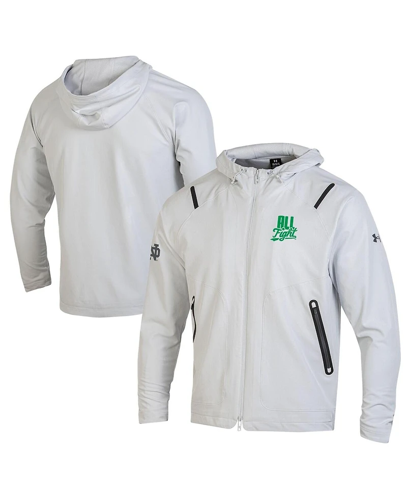 Under Armour Men's White Notre Dame Fighting Irish All Fight Unstoppable Full-Zip Hooded Jacket