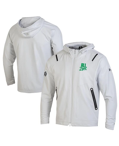 Under Armour Men's White Notre Dame Fighting Irish All Fight Unstoppable Full-Zip Hooded Jacket