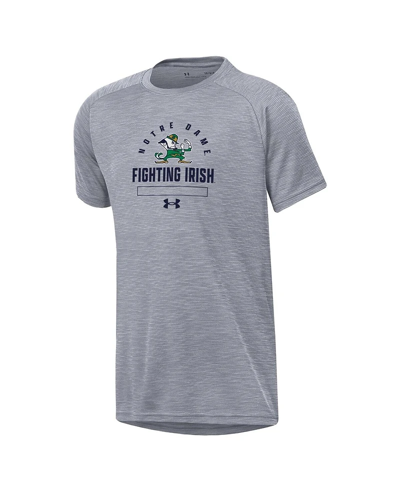 Under Armour Big Boys and Girls Heather Gray Notre Dame Fighting Irish Ultra Soft Rye Tech Performance T-Shirt