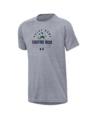 Under Armour Big Boys and Girls Heather Gray Notre Dame Fighting Irish Ultra Soft Rye Tech Performance T-Shirt
