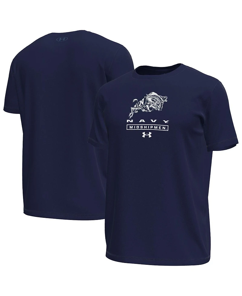 Under Armour Men's Navy Midshipmen Stack Stretch Performance T-Shirt