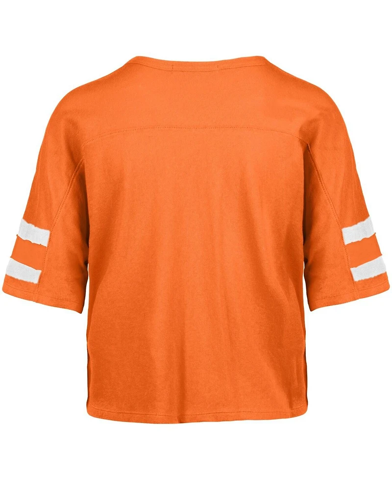 '47 Brand Women's Orange Cleveland Browns Premier Scout Cropped V-Neck T-Shirt