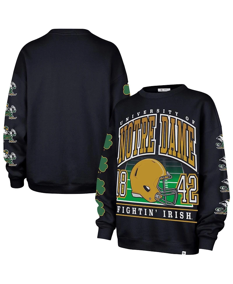 47 Brand Women's Navy Notre Dame Fighting Irish Go Big Oversized Pullover Sweatshirt