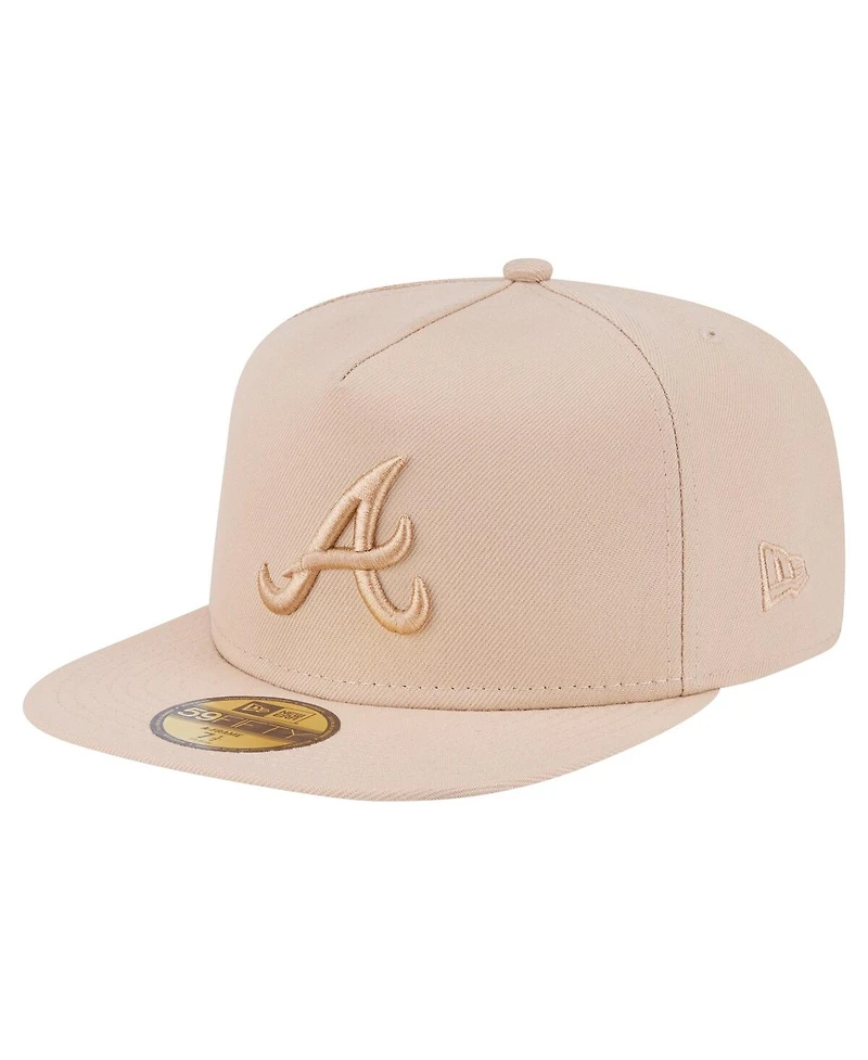 New Era Men's Light Beige Atlanta Braves Color Pack A-Frame 59FIFTY Fitted Hat