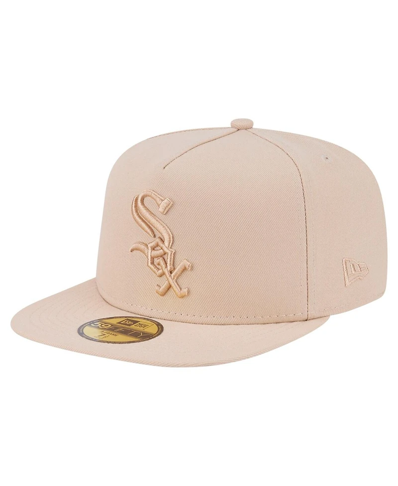 New Era Men's Light Beige Chicago White Sox Color Pack A-Frame 59FIFTY Fitted Hat