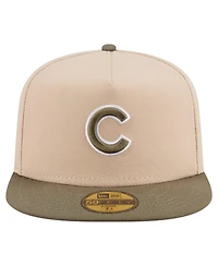 New Era Men's Light Beige/Olive Chicago Cubs Two-Tone Color Pack A-Frame 59FIFTY Fitted Hat
