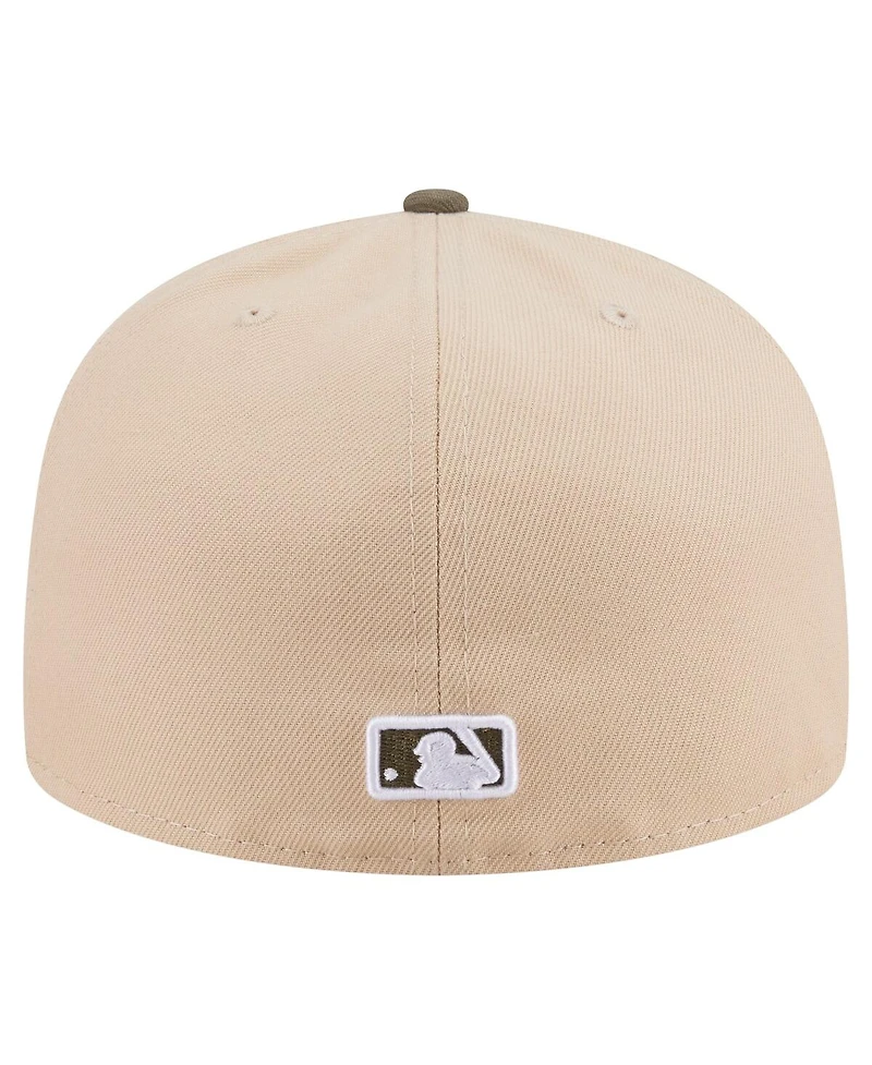 New Era Men's Light Beige/Olive Pittsburgh Pirates Two-Tone Color Pack A-Frame 59FIFTY Fitted Hat