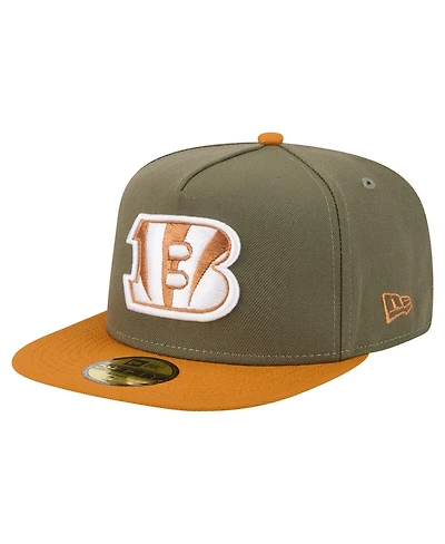 New Era Men's Olive/Brown Cincinnati Bengals Color Pack A-Frame 59FIFTY Fitted Hat