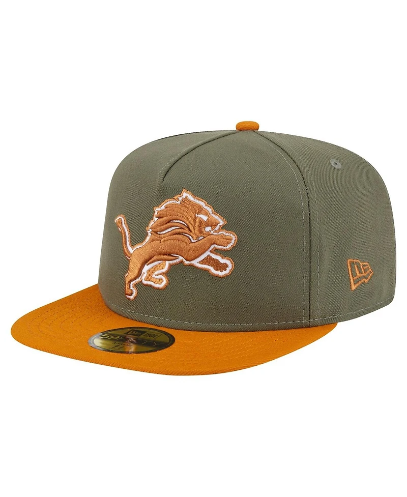 New Era Men's Olive/Brown Detroit Lions Color Pack A-Frame 59FIFTY Fitted Hat