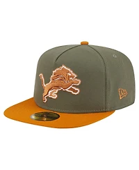 New Era Men's Olive/Brown Detroit Lions Color Pack A-Frame 59FIFTY Fitted Hat