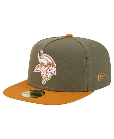 New Era Men's Olive/Brown Minnesota Vikings Color Pack A-Frame 59FIFTY Fitted Hat