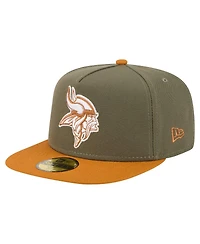 New Era Men's Olive/Brown Minnesota Vikings Color Pack A-Frame 59FIFTY Fitted Hat