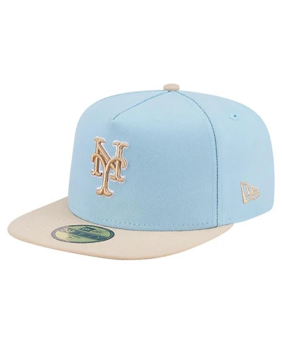 New Era Men's Light Blue/Cream York Mets Two-Tone Color Pack A-Frame 59FIFTY Fitted Hat