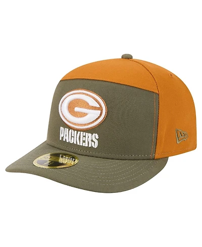 New Era Men's Olive/Brown Green Bay Packers Two-Tone Color Pack Split Panel 59FIFTY Fitted Hat