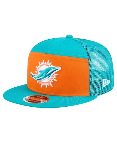 New Era Men's Orange/Aqua Miami Dolphins Outdoor Split Panel 9FIFTY Snapback Hat