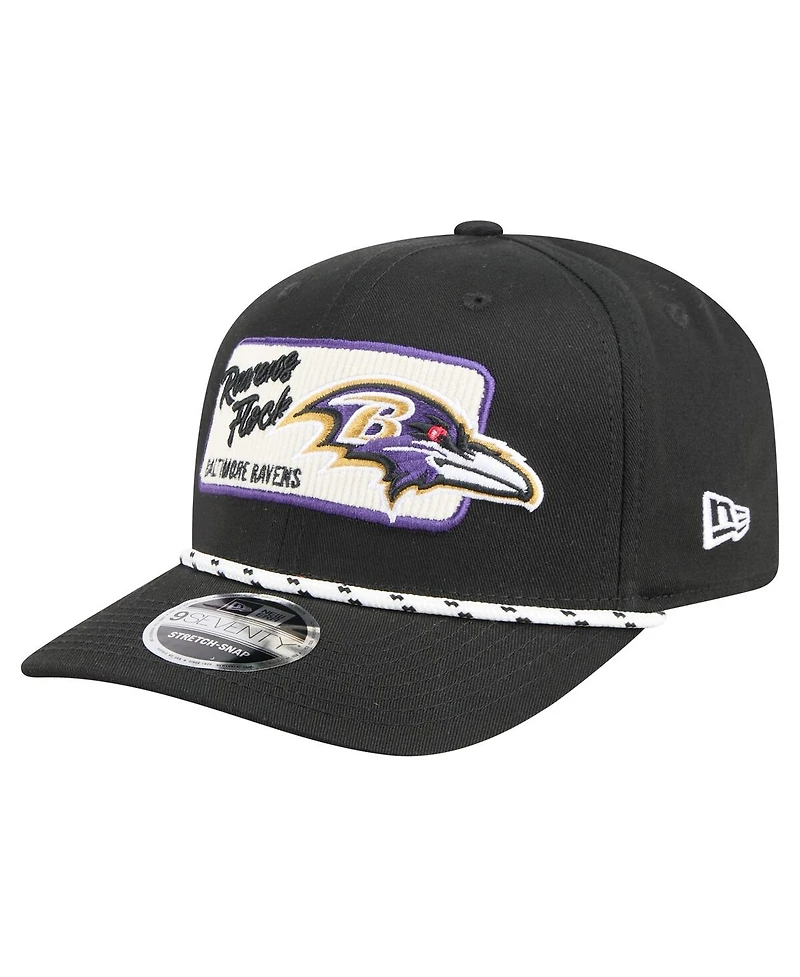 New Era Men's Black Baltimore Ravens Chant 9SEVENTY Stretch snap Hat