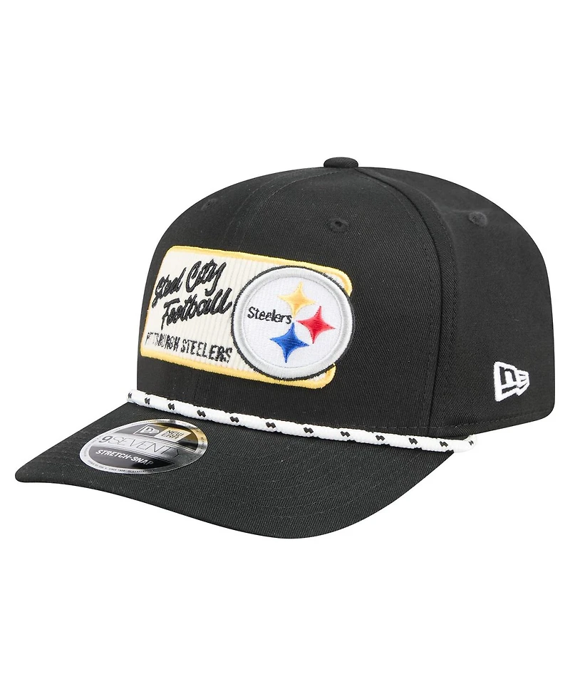 New Era Men's Black Pittsburgh Steelers Chant 9SEVENTY Stretch snap Hat