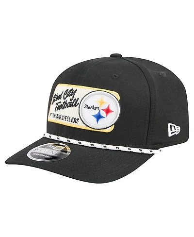 New Era Men's Black Pittsburgh Steelers Chant 9SEVENTY Stretch snap Hat