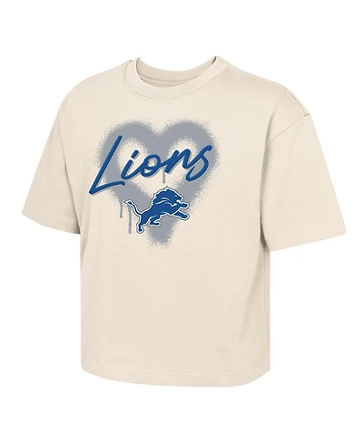 Outerstuff Big Boys and Girls Cream Detroit Lions Spray Heart T-Shirt