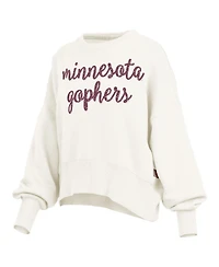 Pressbox Women's Cream Minnesota Golden Gophers Oversized Chelsea Waist Length Pullover Sweatshirt