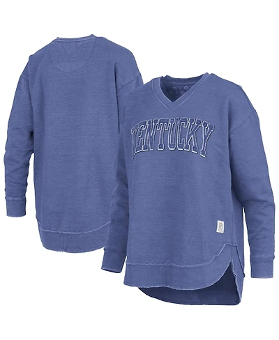 Pressbox Women's Royal Kentucky Wildcats Westin Poncho V-Neck Pullover Sweatshirt