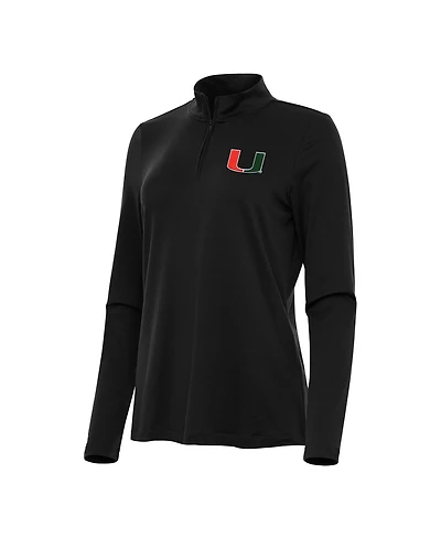 Antigua Women's Black Miami Hurricanes Reprocess Quarter-Zip Top