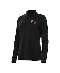 Antigua Women's Black Miami Hurricanes Reprocess Quarter-Zip Top