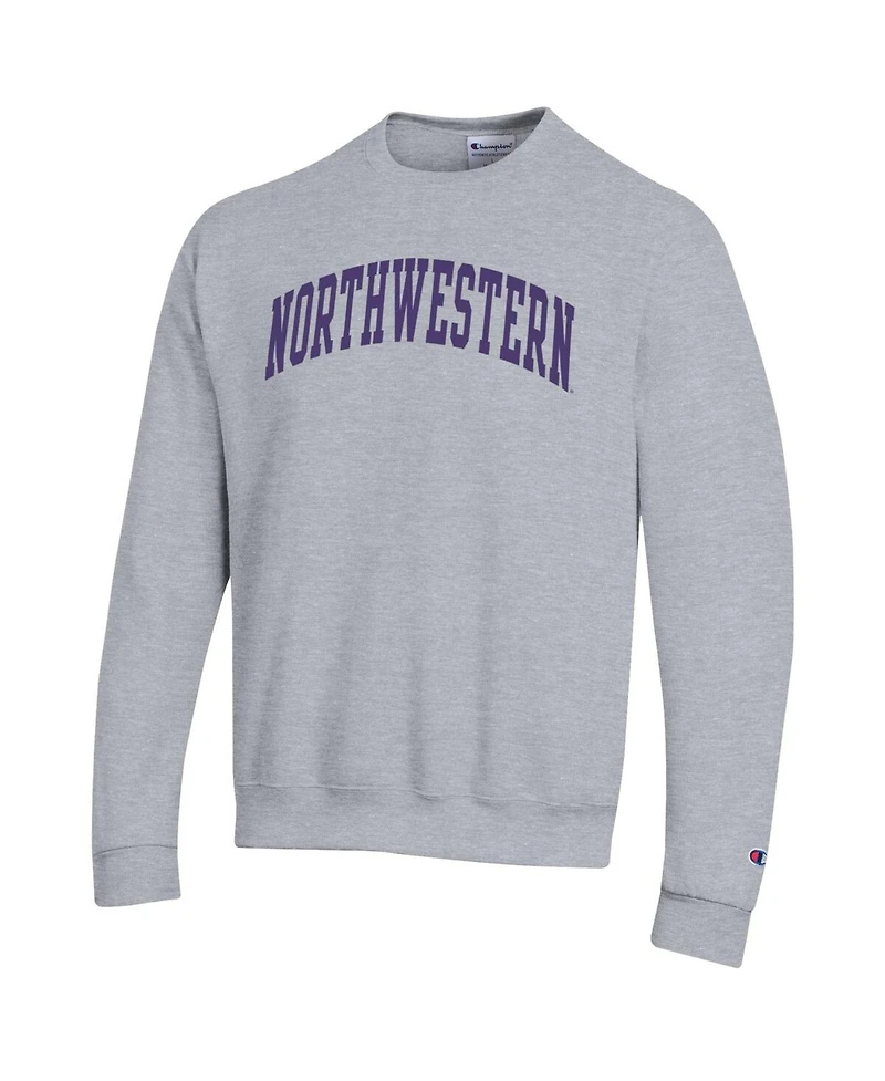 Champion Men's Heather Gray Northwestern Wildcats Basic Arch Fleece Pullover Sweatshirt