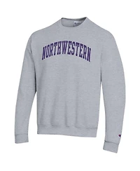 Champion Men's Heather Gray Northwestern Wildcats Basic Arch Fleece Pullover Sweatshirt