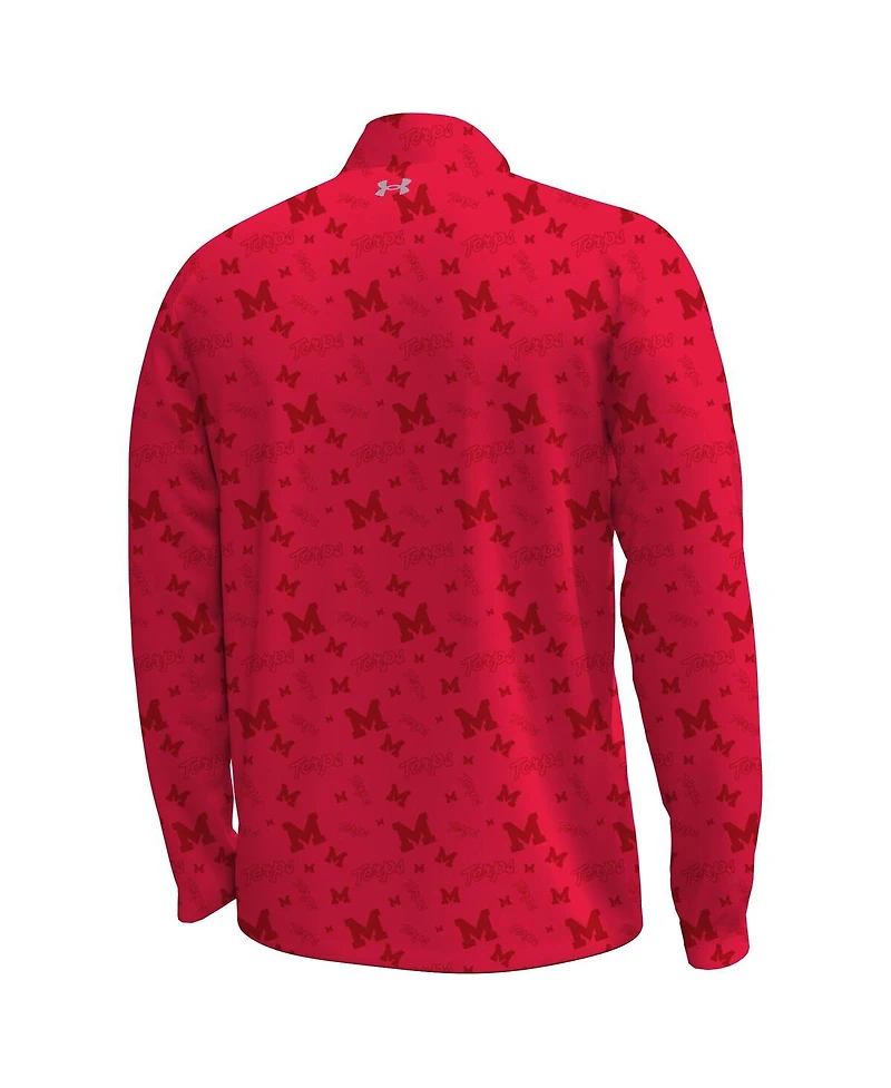 Under Armour Men's Red Maryland Terrapins Gameday Armourfuse Half-Zip Jacket