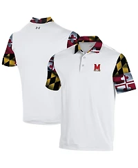 Under Armour Men's White Maryland Terrapins Gameday Armourfuse Polo Shirt