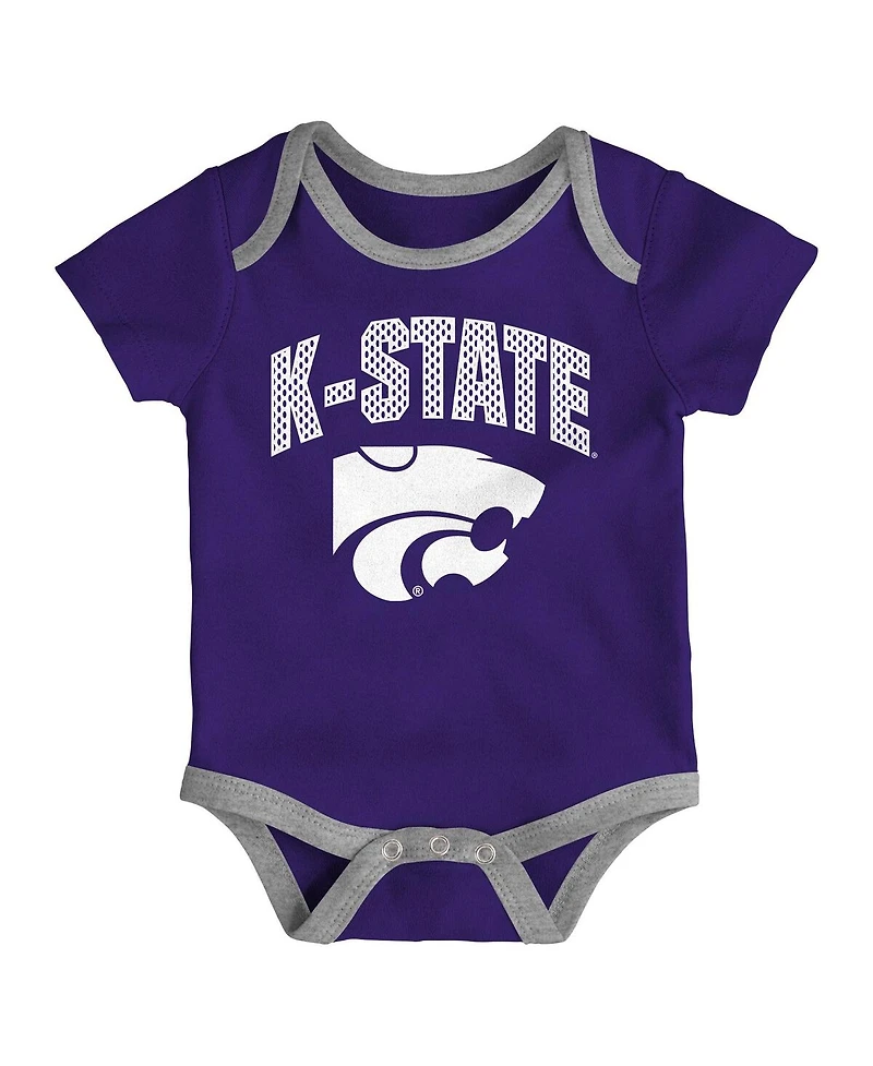 Outerstuff Baby Boys and Girls Kansas State Wildcats 3-Pack All Day Play Bodysuit Set