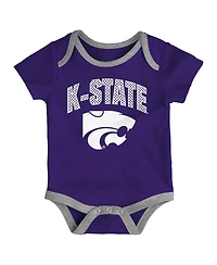 Outerstuff Baby Boys and Girls Kansas State Wildcats 3-Pack All Day Play Bodysuit Set
