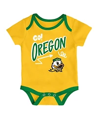 Outerstuff Baby Boys and Girls 3-Piece Oregon Ducks All Day Play Bodysuit Set