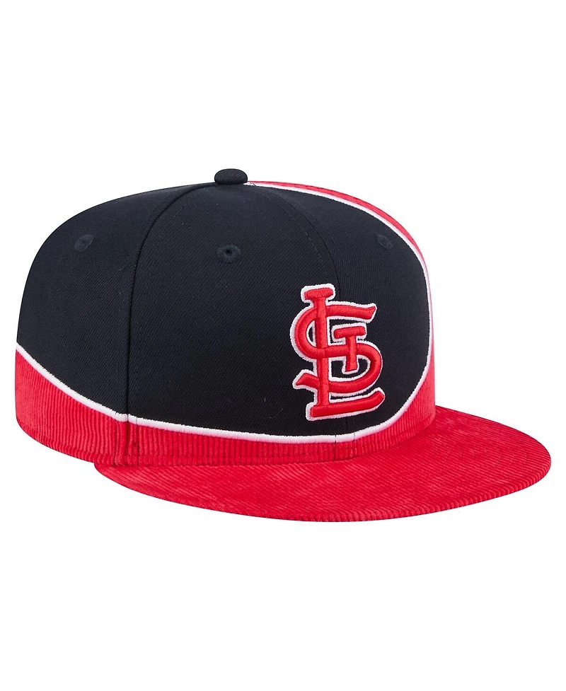New Era Men's Red/Navy St. Louis Cardinals Retro Split Corduroy Snapback Hat