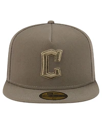 New Era Men's Olive Cleveland Guardians Color Pack A-Frame 59FIFTY Fitted Hat