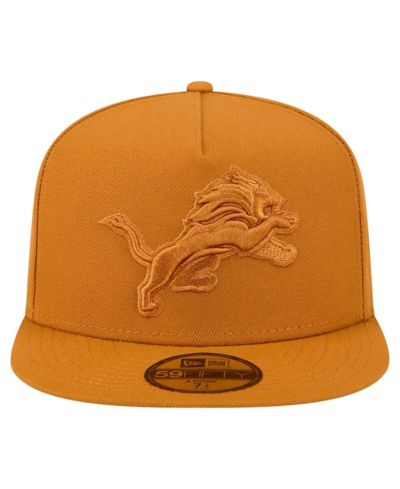 New Era Men's Brown Detroit Lions Color Pack A-Frame 59FIFTY Fitted Hat