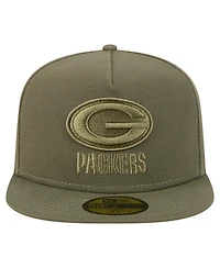 New Era Men's Olive Green Bay Packers Color Pack A-Frame 59FIFTY Fitted Hat