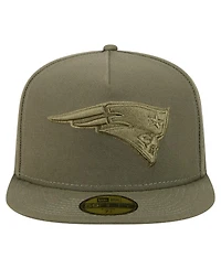 New Era Men's Olive England Patriots Color Pack A-Frame 59FIFTY Fitted Hat