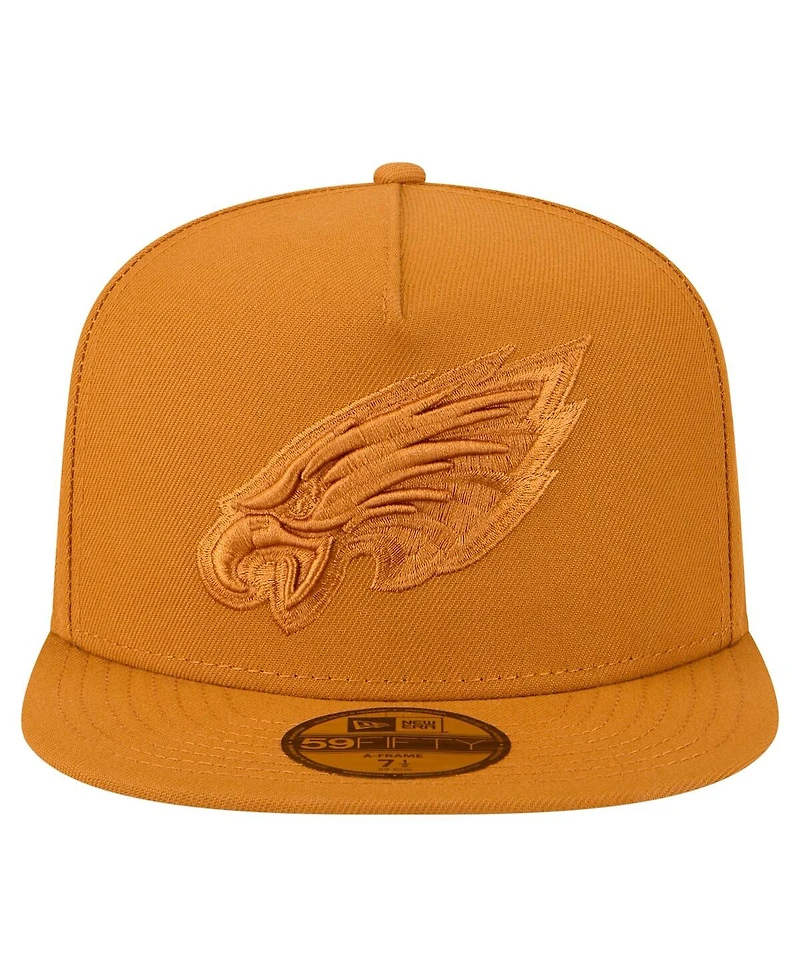 New Era Men's Brown Philadelphia Eagles Color Pack A-Frame 59FIFTY Fitted Hat