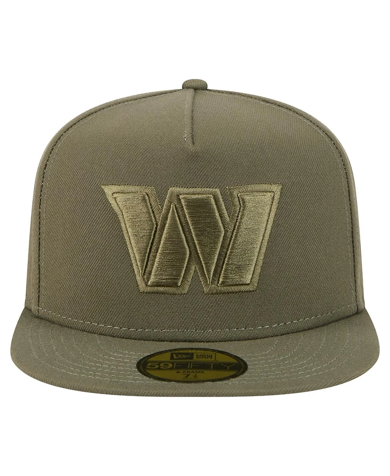 New Era Men's Olive Washington Commanders Color Pack A-Frame 59FIFTY Fitted Hat