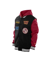 New Era Men's Black Washington Commanders Full-Snap Fleece Hoodie Jacket